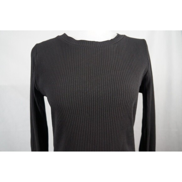 NWT! Modcloth Top Womens M Black Ribbed Long Flare Sleeve Stretch Closet Staple - Picture 3 of 10
